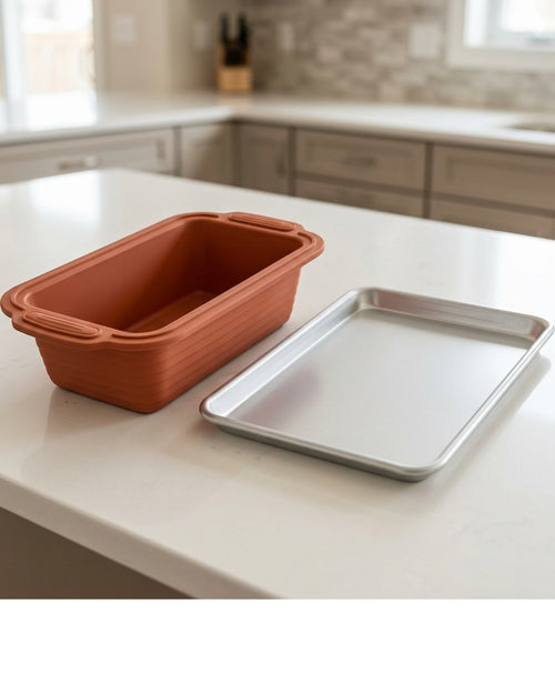 Zjwkn Reinforced Silicone Loaf Pan 9 x 5 Inch Terracotta - Lifestyle view