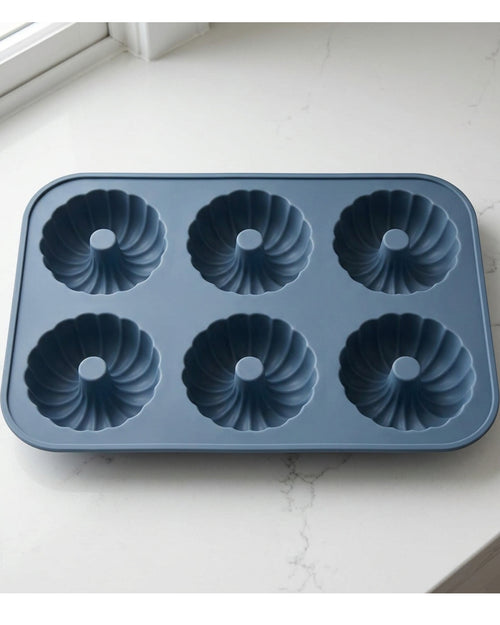 Zjwkn Six-Cavity Fluted Ring Silicone Mold Slate Blue - Lifestyle view
