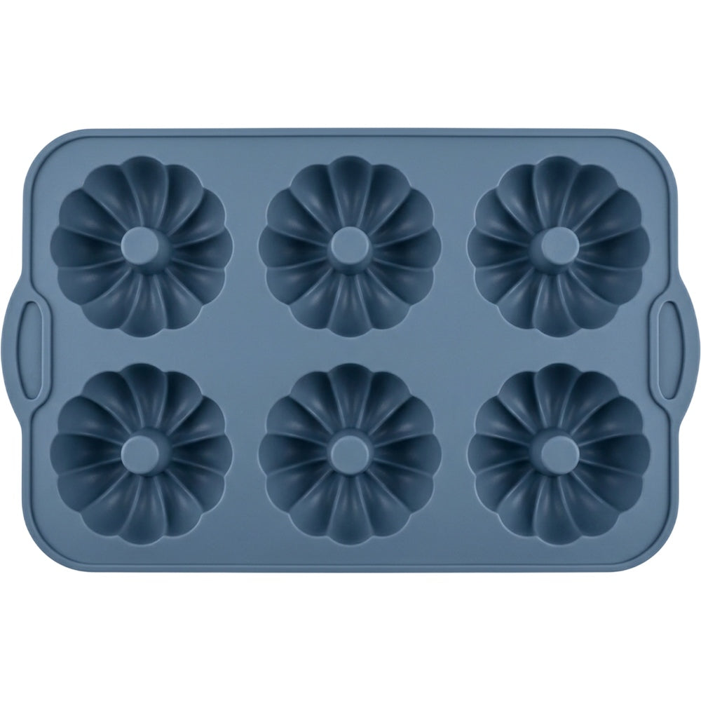 Zjwkn Six-Cavity Fluted Ring Silicone Mold Slate Blue - Product view