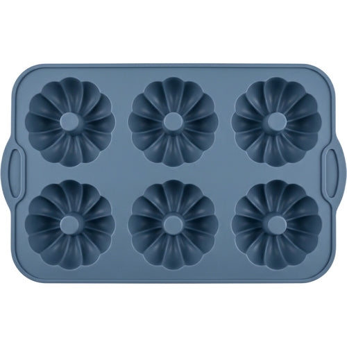 Zjwkn Six-Cavity Fluted Ring Silicone Mold Slate Blue - Product view