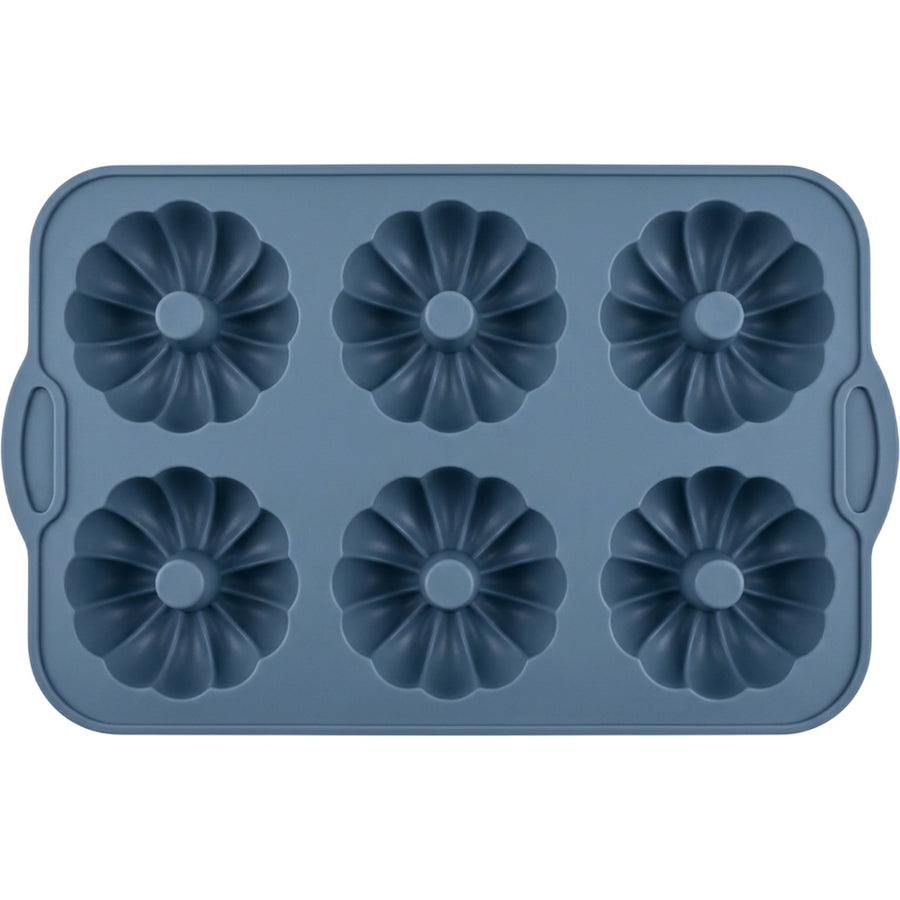 Zjwkn Six-Cavity Fluted Ring Silicone Mold Slate Blue