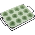 Zjwkn Twelve-Cup Silicone Muffin Mold with Steel Frame Sage - Product view